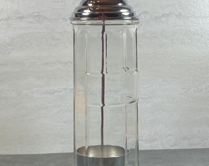 Vintage Straw Dispenser Glass Straw Storage Jar Soda Fountain Made in
