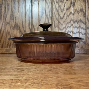 1.5 Quart Visions Amber Round Casserole Dish - Vintage Pyrex - Fireside Brown Glass Baking Dish - Vintage Corning Ware