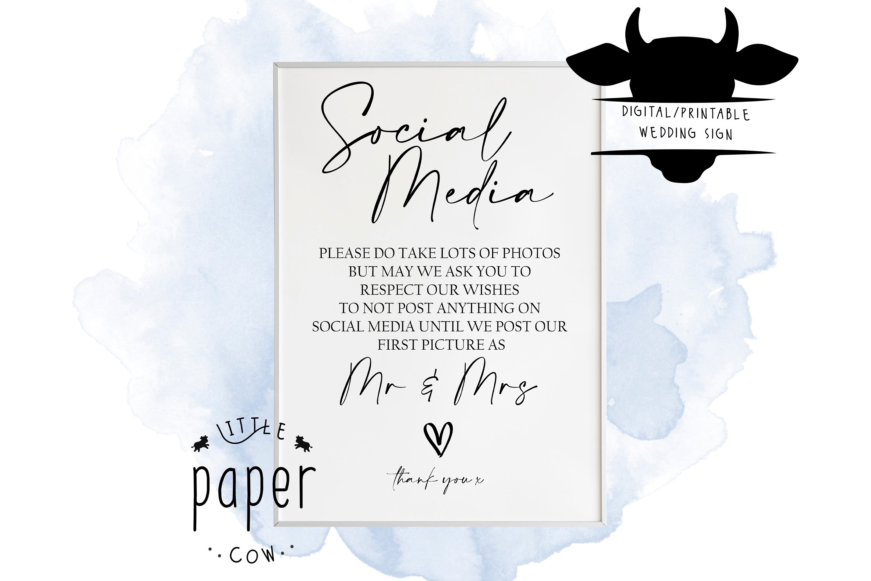 Printable Social Media Wedding // Wedding Social Media Sign // - Etsy UK