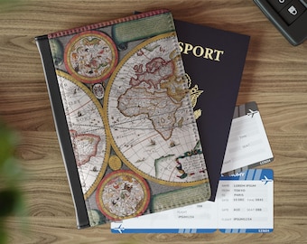 Vintage Map Passport Cover, Travel Gift, Adventure Journal Holder, Custom Travel Accessories, Wanderlust Organizer