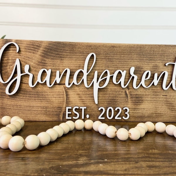 Grandparents Established Sign, Grandparents gift, Pregnancy announcement, New Grandparents Sign,