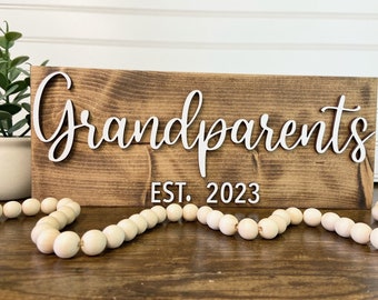 Grandparents Established Sign, Grandparents gift, Pregnancy announcement, New Grandparents Sign,