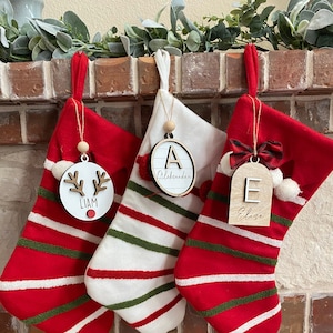 Personalisierte Weihnachtsstrumpf Tags, Weihnachtsstrumpf Tags, Perlen Holz Namensschild, Weihnachtsstrumpf Tags, Benutzerdefinierte Strumpf Namensschild