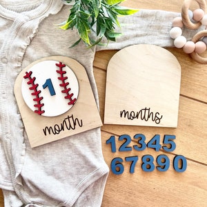 Disco de hitos mensuales de béisbol para bebés, tarjetas de hitos para bebés, accesorio fotográfico para bebés, regalo para baby shower