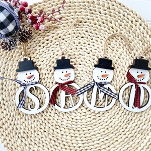 Personalized Snowman Ornament, Monogram Christmas Ornament, Snowman Ornament, Custom Ornament, Initial Ornament