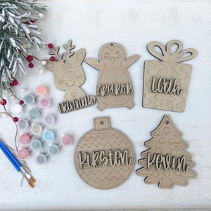 Gepersonaliseerde kerstversiering verfset, kerstknutsels, kerstavondactiviteit, kerstschilderset, kousvuller, doe-het-zelf verf kinderen