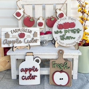 Fall Apple Cider Tier Tray, Apple Cider 3D Set, Apple Orchard Tiered Tray Decor Apple Picking Tiered Tray Fall Tiered Tray Decor Cider Bar