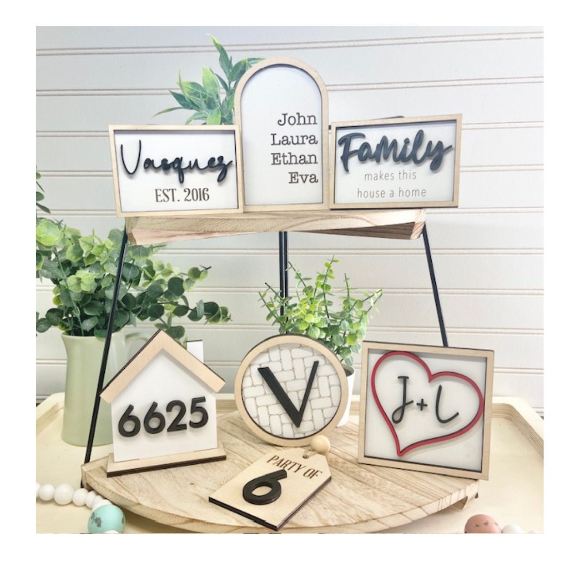 Neutral Family Themed Tiered Tray Decor,Family Tiered Tray Signs ,Home Tiered Tray Decor, Everyday Tiered Tray Decor,Family Established Sign