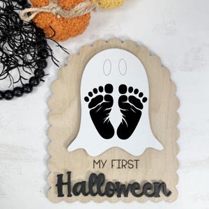 En bois Mon premier jalon pour Halloween, Cartes d'étape pour bébé, Jalons de mes premières vacances, Cadeau pour une future maman, Cadeau pour baby shower, Accessoire photo pour bébé