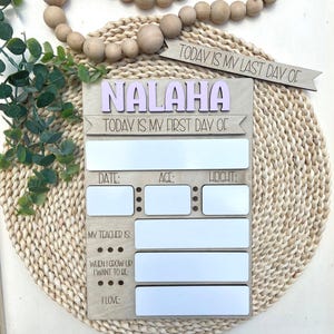 Personalized First Day of School Sign, Back to School Prop, Reusable Dry Erase Sign for First Day of School,Last Day of School Sign