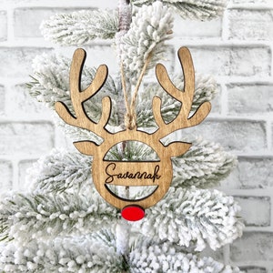 Personalized Reindeer Ornament, Custom Ornament, Kids Name Ornament,Personalized Ornament, Stocking Tag