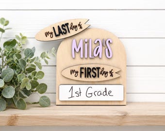 Personalized First Day of School Sign Reusable, Back to School Board, Custom Name School Sign, Kindergarten Photo Prop, Kids Milestone Board