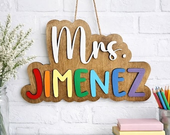 Personalized Teacher Door Hanger, Gift For Teacher, Classroom Door Hanger, Teacher Gifts, Teacher Name Sign, Teacher Appreciation Gifts