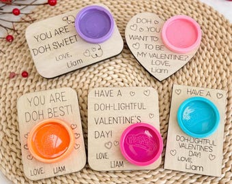 Play Doh Valentine Holder, Classroom Valentine Gift, Personalized Kids Valentine, Playdough Valentine Cards, School Valentines