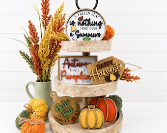 Fall Tiered Tray Decor Set | Autumn Decor Bundle | Pumpkin Farmhouse Decor | Thanksgiving Tiered Tray Decor