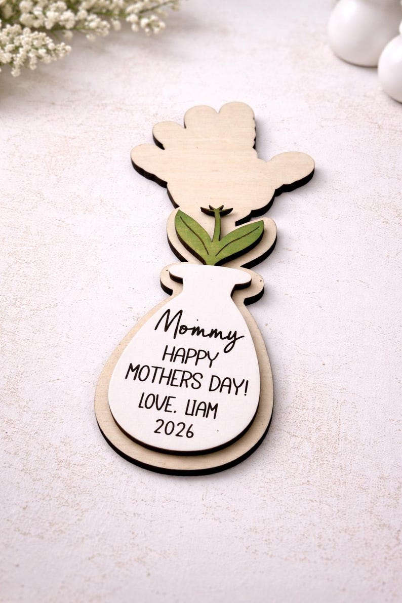 Mother’s Day Handprint Flower Craft, Personalized Mom Gift from Kids, Kids DIY Paint Kit, Handprint Flower Sign afbeelding 3