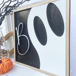 Boo Halloween Sign, Farmhouse Style Sign, Halloween Decor Framed Wood ...