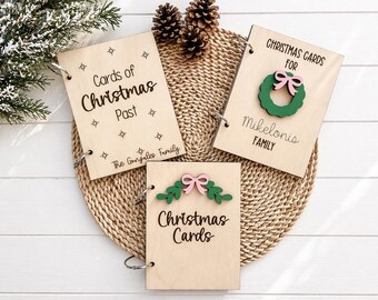 Personalized Christmas Card Book | Wooden Card Holder Album | Cards of Christmas Past Book | Family Memory Book | Custom Holiday Gift Idea