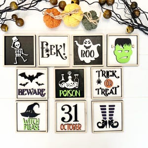 Halloween Mini Framed Signs, Tier Tray Decor, Mini Sign, Halloween Decor Framed Wood Sign, Halloween Decoration