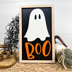Boo Halloween Sign, Farmhouse Style Sign, Halloween Decor Framed Wood ...