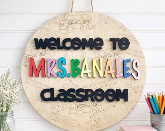 Personalized Teacher Door Sign | Custom Teacher Name Sign | Classroom Door Decor | Teacher Gift | Back to School Classroom Sign