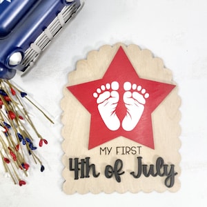En bois Mon premier anniversaire du 4 juillet, Cartes d'étape pour bébé, Mes premières vacances, Cadeau pour une future maman, Cadeau pour baby shower, Accessoire photo pour bébé