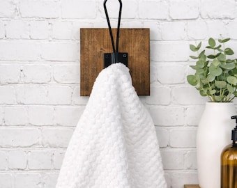 Bathroom Towel Hook | Farmhouse Wall Hook | Rustic Wood Hook | Hand Towel Holder | Bathroom Wall Decor | Modern Farmhouse Hook