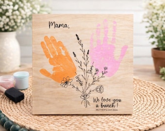 Personalized Mother’s Day Handprint Sign | Kids Handprint Gift for Mom | Custom Mama Wood Sign | Mother’s Day Keepsake