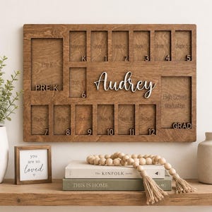 Personalized School Years Photo Frame First Day of School Sign Pre K to Graduation Picture Frame Kids School Memory Board