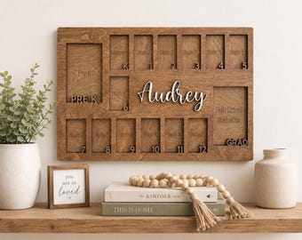 Personalized School Years Photo Frame First Day of School Sign Pre K to Graduation Picture Frame Kids School Memory Board