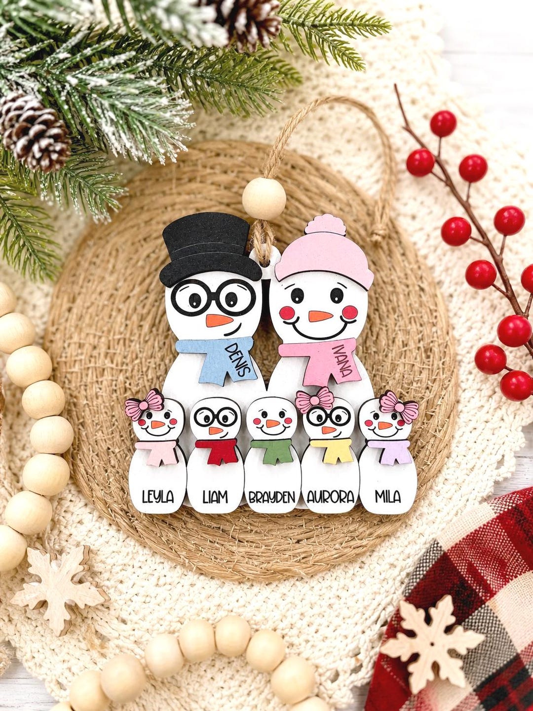 Personalized Snowman Family Ornament, Custom Family Christmas Ornament ...