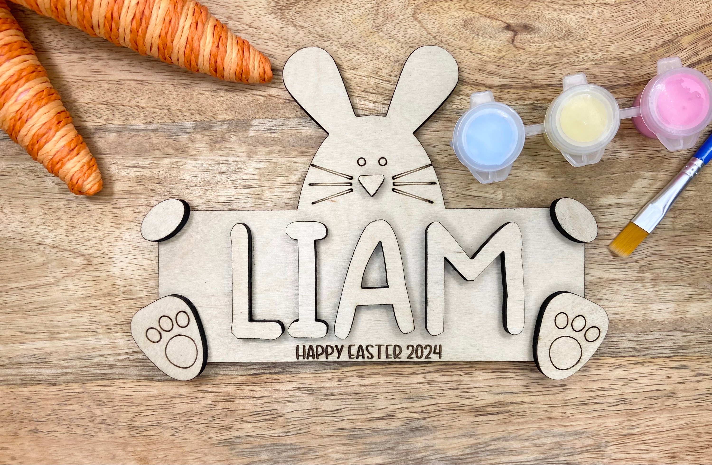 Personalized Name Easter Bunny DIY Paint Kit, Easter Basket Stuffer, Personalized Easter Paint Kit for Kids, DIY Paint Kit