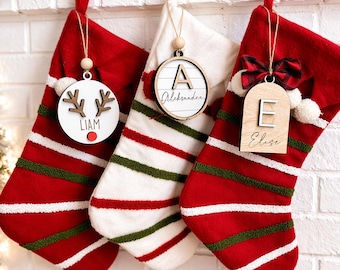 Personalized Stocking Tags, Custom Christmas Stocking Name Tags, Wooden Name Ornament, Family Stocking Tags, Christmas Decor