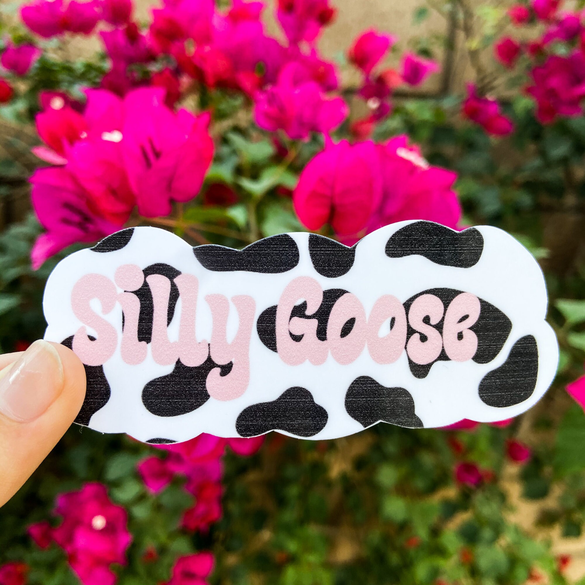 silly goose cow print sticker aesthetic stickers vsco etsy