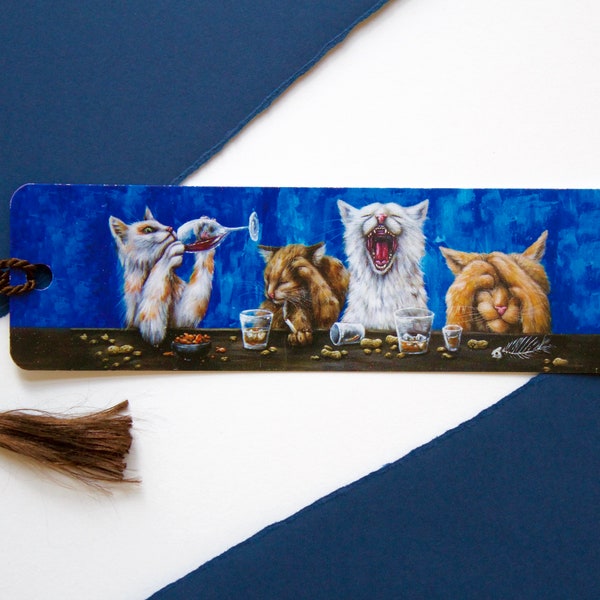 Cat Bookmarks | 2x7 with brown tassel, perfect gift for cat lovers