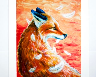 Fox Art Print | "Contemplation" fox print for fox lovers, animal art print, wall decor, unique fox art