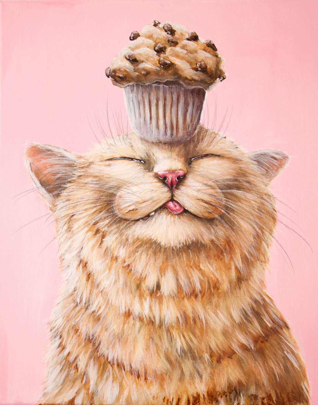 original-acrylic-cat-painting-muffin-cat-cute-cat-painting-etsy