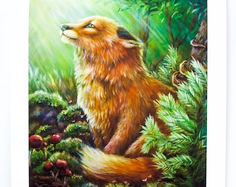 Impresión de arte de zorro / Impresión "Stillness", lindo arte de zorro para amantes de los zorros, impresión de obras de arte de animales, arte de pared, pintura de zorro
