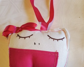 Pink and White Tooth Fairy Pillow