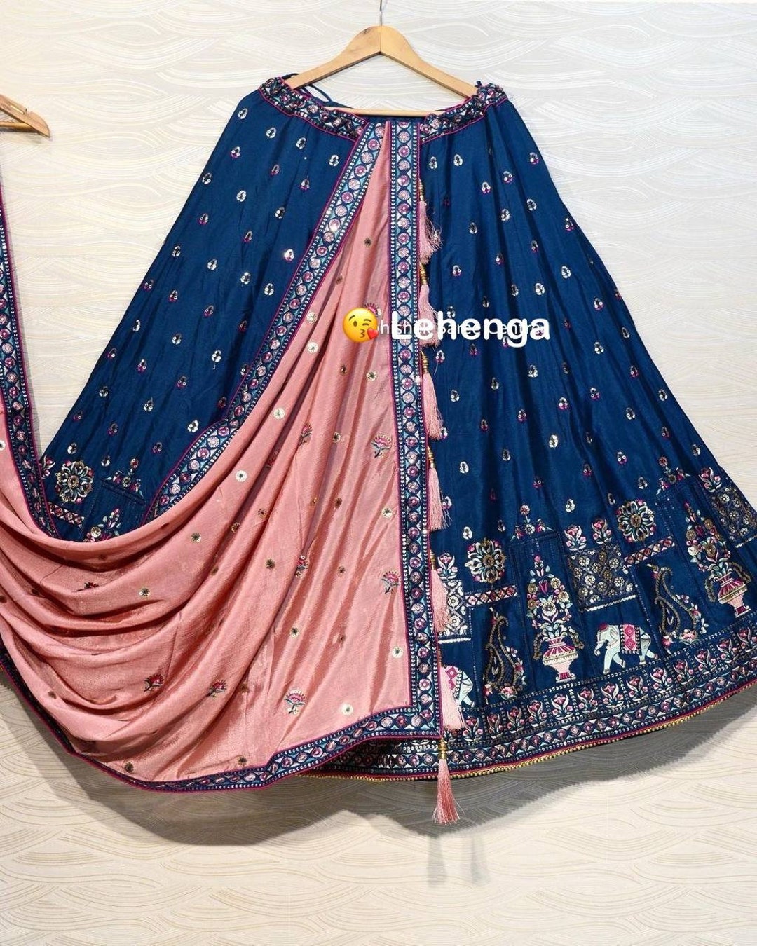 Dark Blue Lehenga style Choli Semi-Stitched Lehenga Choli main image 1