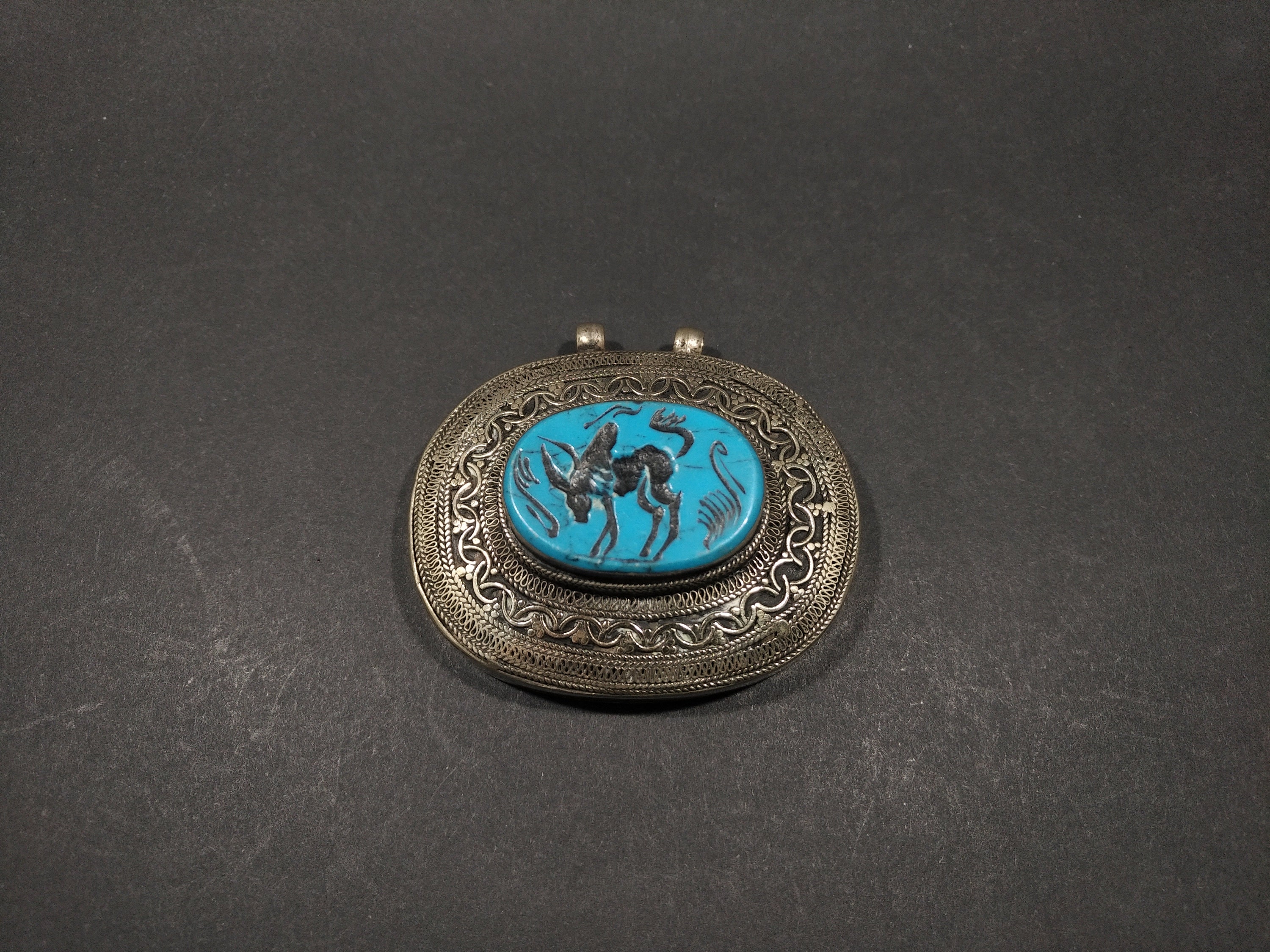 Handmade Engraved Turquoise Gemstone Afghan Traditional Silver Etsy