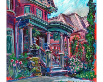 Cedarburg Art Museum Acrylic Painting Print, Wisconsin Architecture Plein Air Art
