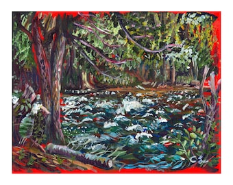 Lime Kiln Park Acrylic Painting, Menomonee River Landscape Art Print