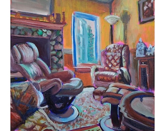Living Room Oil Painting Print, Milwaukee Architecture Plein Air Art