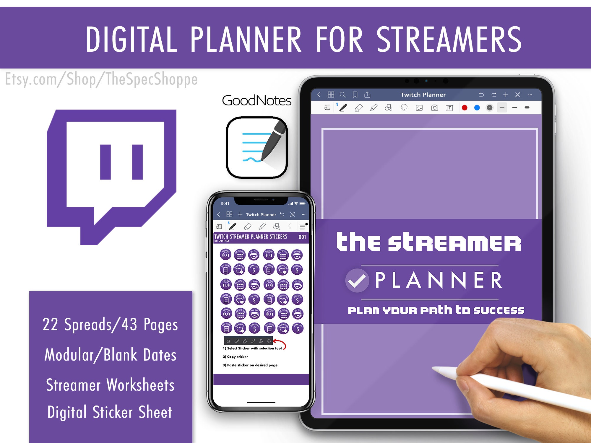 Digital Twitch Streamer Planner and Strategy Guide (Instant Download) 