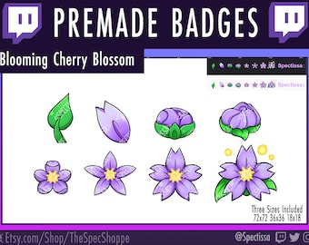 8 Purple Sakura Blossom Twitch Sub Cheer Badges