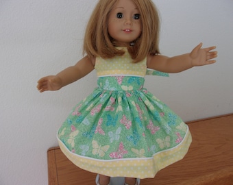 Handmade Butterfly Dress for American Girl Doll: Green & Yellow