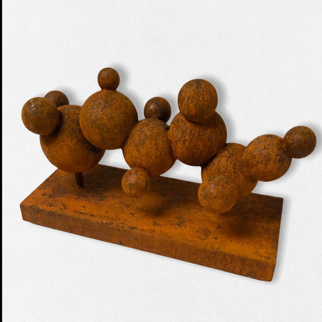 View of Minimalist Sculpture, Modern Metal Decor, Metal Desk Decor, Rust Metal ...
