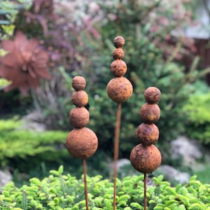 Rusty flowers set of 3, Garden stakes garden decor, Metal garden decor, Rain catchers, Outdoor metal decor, Rusty metal garden sculpture