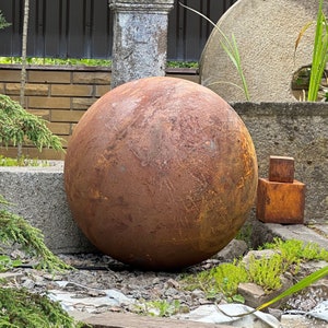 Large 27” Rustic Metal Garden Sphere – Handmade Weathered Steel ...
